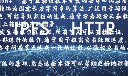 区块链相关的词汇非常多，以下是一些常见的术语及其对应释义：

1. **区块（Block）**：区块链中存储数据的基本单元，包含一组交易记录。
2. **链（Chain）**：由多个区块按照时间顺序连接而成的结构。
3. **节点（Node）**：区块链网络中的参与者，可以是个人的计算机或服务器，负责维护和验证区块链数据。
4. **矿工（Miner）**：负责通过解决复杂的数学问题来验证交易并创建新区块的节点，通常会获得奖励。
5. **挖矿（Mining）**：矿工通过计算获得区块链奖励的过程。
6. **共识机制（Consensus Mechanism）**：区块链网络中用于达成一致的方法，包括工作量证明（PoW）、权益证明（PoS）等。
7. **智能合约（Smart Contract）**：自动执行、管理和记录法律协议的代码，运行在区块链上。
8. **去中心化（Decentralization）**：区块链的核心特征，指系统没有单一的控制方，数据分布在多个节点中。
9. **公开账本（Public Ledger）**：所有交易记录都可以被所有参与者查看和验证的账本。
10. **代币（Token）**：在区块链上发行的数字资产，可以代表不同的资产或用途。
11. **钱包（Wallet）**：存储数字资产的工具，可以是软件或硬件，管理用户的私钥和公钥。
12. **私钥（Private Key）**：加密货币钱包用于签名交易的一串数字或字母，必须保密。
13. **公钥（Public Key）**：与私钥成对使用，可以公开与他人共享，用于接收交易。
14. **DApp（Decentralized Application）**：基于区块链技术开发的去中心化应用。
15. **哈希（Hash）**：一种将输入数据转化为固定长度字符串的算法，广泛用于确保数据的完整性。
16. **分叉（Fork）**：区块链协议的变更，可能导致新链的生成，通常分为硬分叉和软分叉。
17. **交易（Transaction）**：在区块链上转移资产的记录。
18. **链上（On-chain）**：在区块链上发生的操作或数据，所有节点可以直接验证。
19. **链下（Off-chain）**：在区块链外部进行的操作，通常用于提高交易处理速度。
20. **共识（Consensus）**：区块链网络中所有节点达成一致的过程，以验证交易的有效性。

这些词汇是理解区块链技术及其生态系统的基础，熟悉这些术语可以帮助更好地理解相关文献、讨论及技术发展。